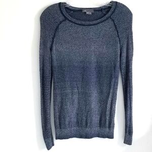 Vince thermal navy linen blend top